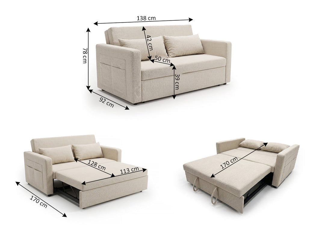 Sofá Cama de Matrimonio Jossy 138cm