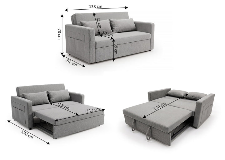 Sofá Cama de Matrimonio Jossy 138cm