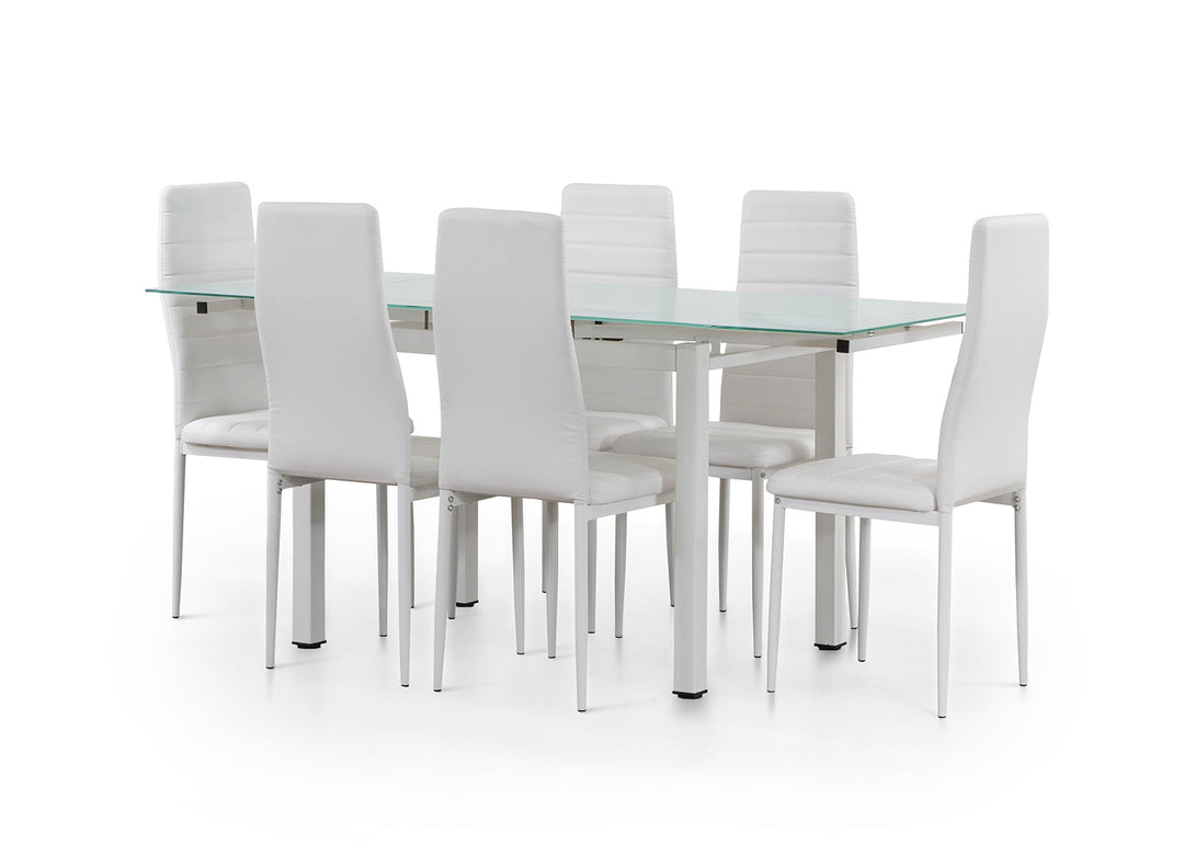 Mesa De Cristal Completa Extensible Con 6 Sillas Modelo DT58.