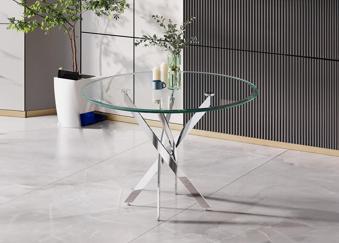 Mesa Redonda de Cristal Templado 120cm DT. Comedor o Cocina.
