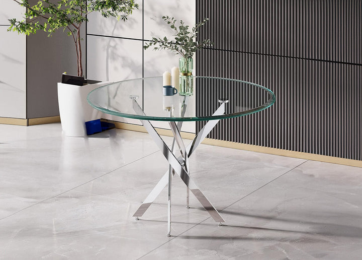 Mesa Redonda de Cristal Templado 120cm DT. Comedor o Cocina.