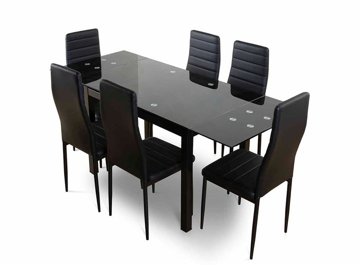 Mesa De Cristal Completa Extensible Con 6 Sillas Modelo DT58.