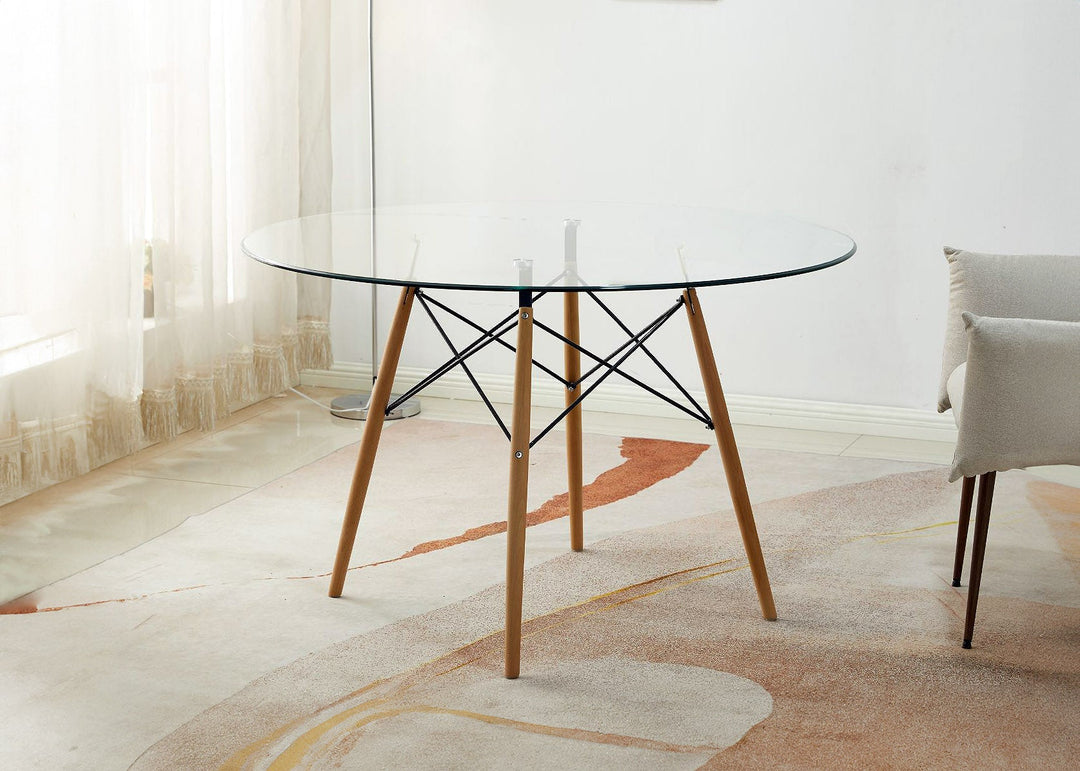 Mesa Redonda de Cristal Templado Tower 120cm. Comedor o Cocina.