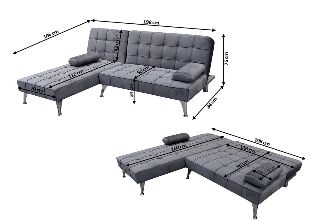 Sofá Cama Chaise Longue Elsa 198cm