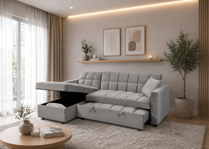 Sofá Cama Chaise Longue Kris 210cm Negro