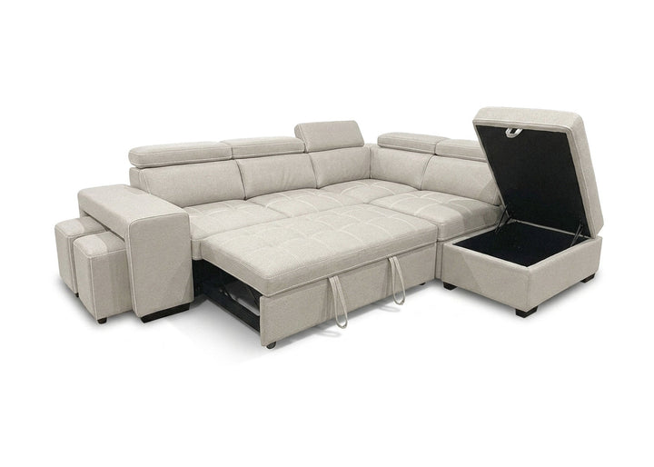 Sofa Cama Rinconera Teen + Puf con Arcon 264cm
